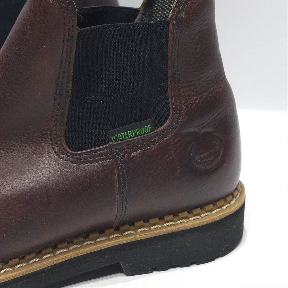 Georgia Boot Romeo Brown Leather Waterproof Chelsea Work Boot Men Size 9.5W Wide